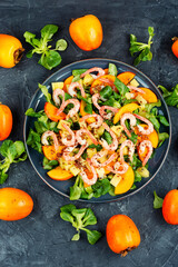 Fresh persimmon seafood salad.