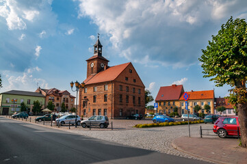 Obraz premium The historic Baroque Town Hall in Obrzycko, Greater Poland Voivodeship, Poland 