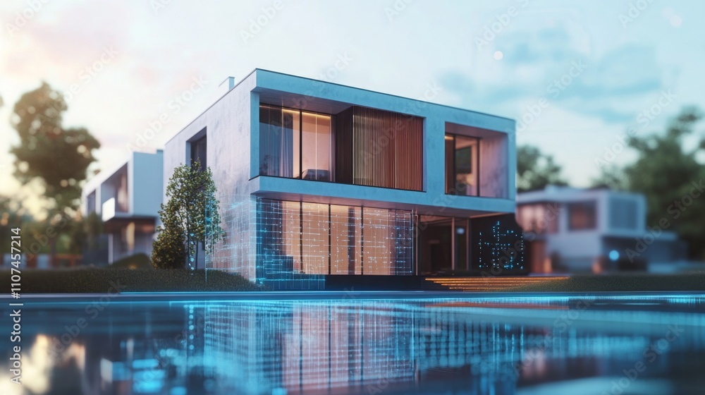 Poster this contemporary residential property features sleek architecture with large glass elements and ref