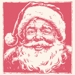 Smiling Santa Claus, retro engraving style, vector illustration