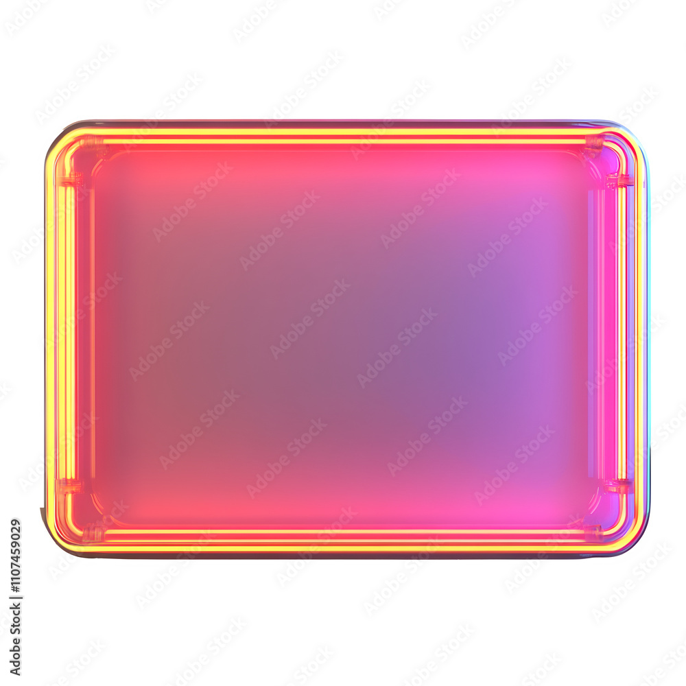 Fototapete vibrant neon border with curved edges forms a dynamic, futuristic showcase against a see-through bac