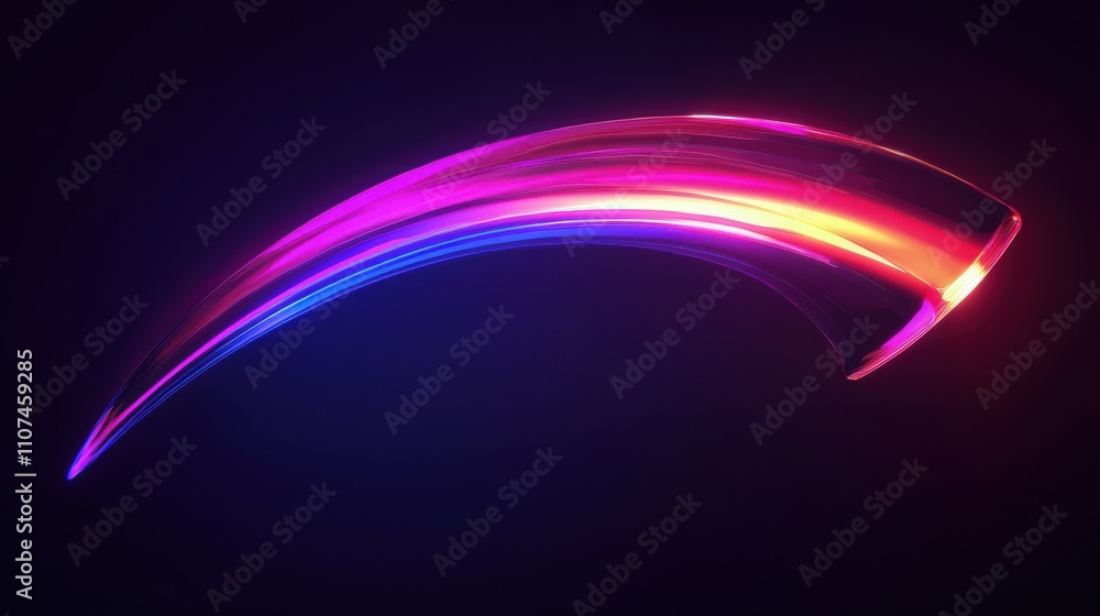 Poster futuristic stylized boomerang in glowing colors hovering in mid-air with a dynamic abstract design r