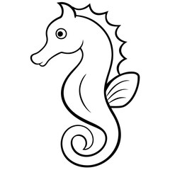 Seahorse Vector Illustration on White Background