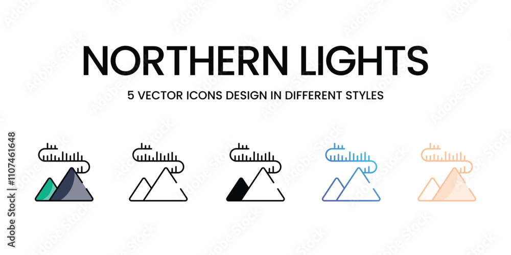 Poster Northern Lights icons different stock vector illustration