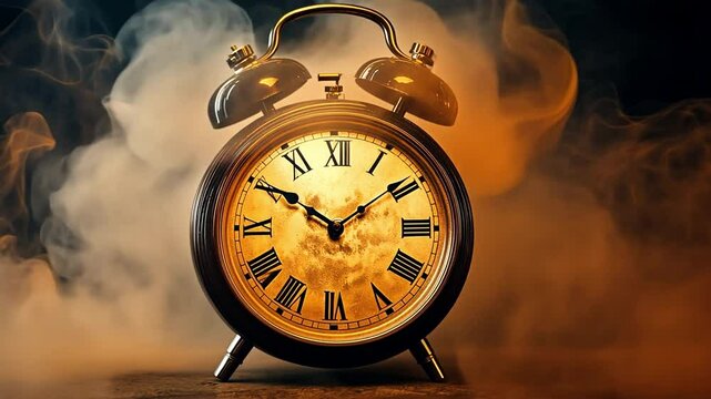 In the smoke fire, an old clock.