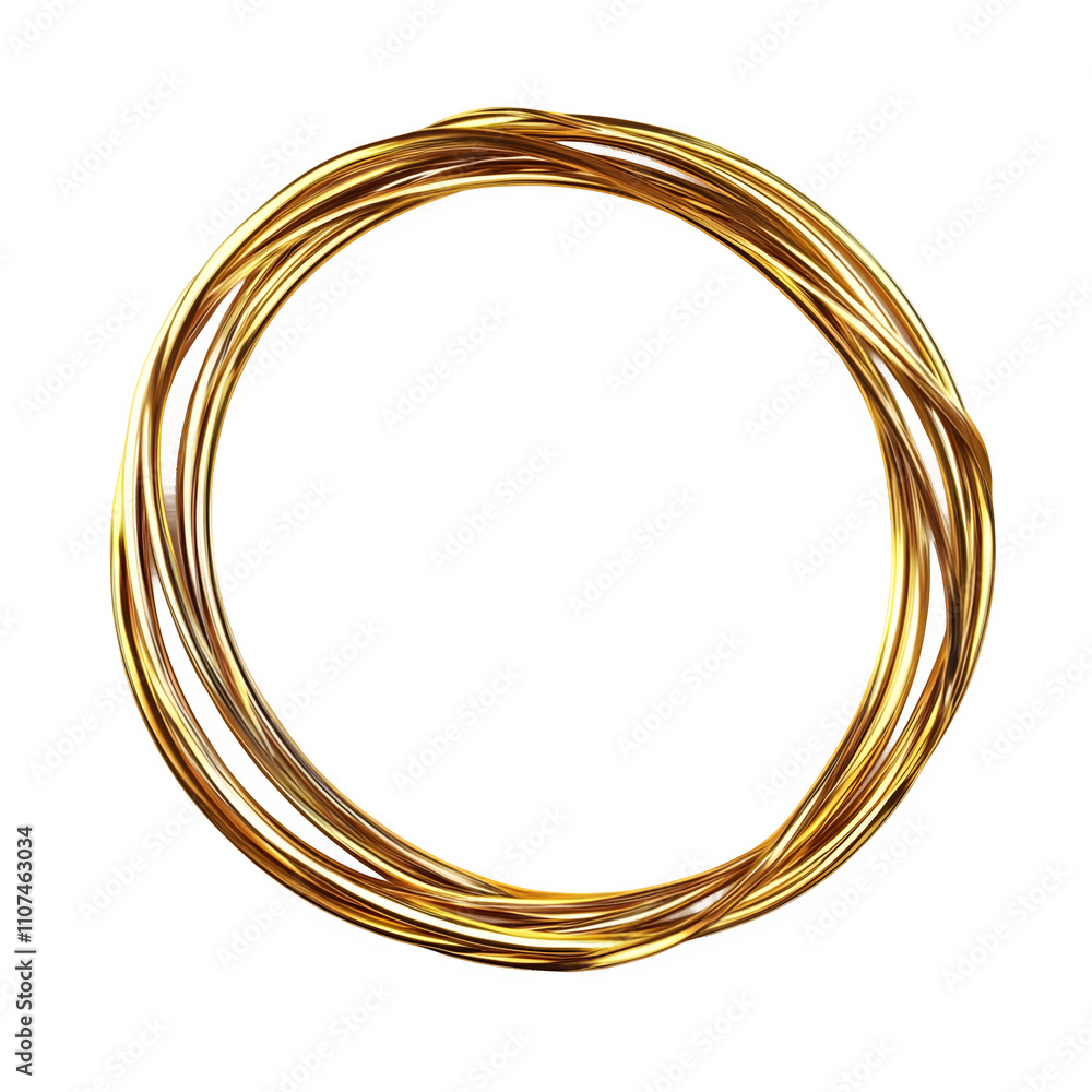 Aufkleber Elegant golden swirls intertwine to create a stunning circular frame on a transparent background, ideal for showcasing design elements