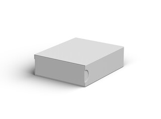 Render of a rectangular sliding drawer box on a transparent background