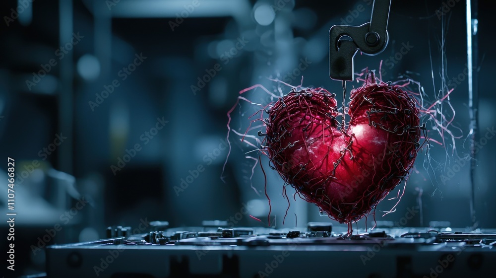 Poster Unique love heart artwork a surreal close-up view of emotional concepts in a digital abstract studio environment