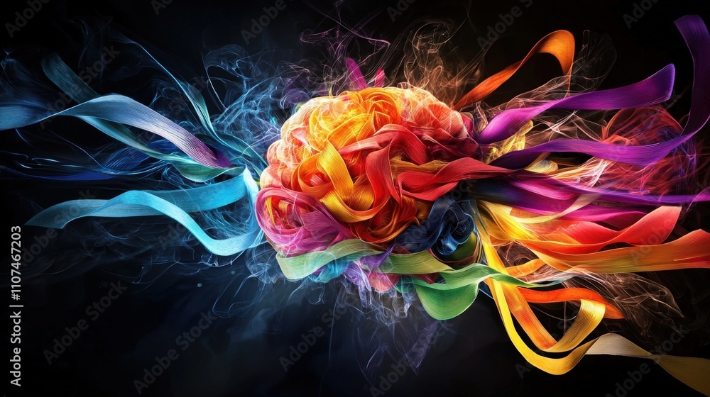 Aufkleber vibrant ribbons weaving in abstract art a colorful surreal viewpoint for visual impact in creative e