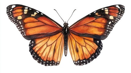 Obraz premium Monarch butterfly illustration, watercolor butterfly artwork, realistic butterfly print, detailed butterfly design