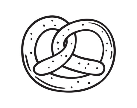 recommend clip art: Pretzel doodle hand drawn icon. German pretzel traditional drawing clipart line isolated element.