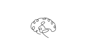 Human brain continuous one line drawing concept of Hand drawn minimalism style, Human brain continuous one line drawing of art vector illustration and intelligence outline concept.