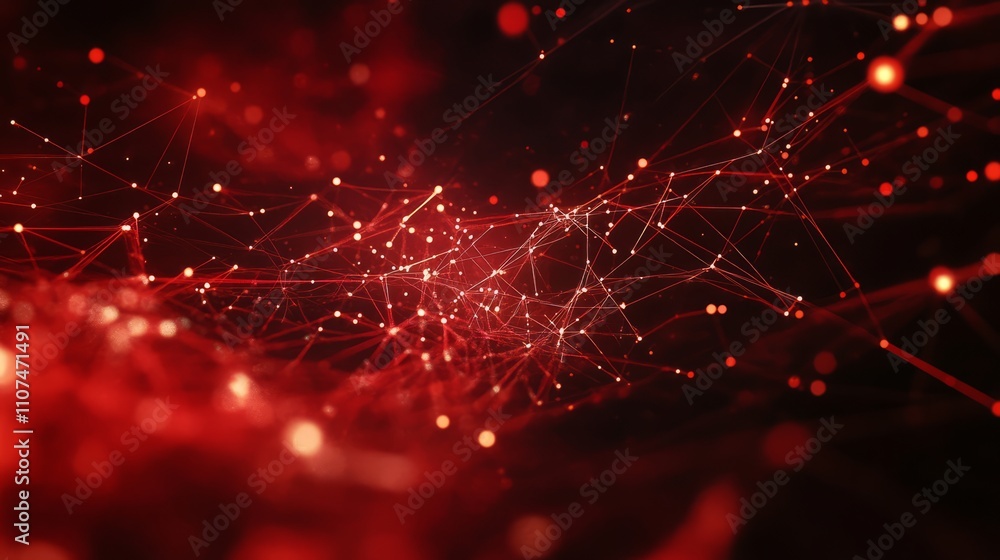 Poster abstract futuristic 3d rendering of big data technology network with connected nodes, visualizing a 