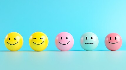Naklejka premium Colorful Smiley Faces Representing Different Emotions and Joyful Expressions