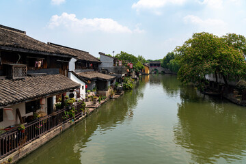 Fototapeta premium Anchang Ancient Town Scenic Area in Shaoxing, Zhejiang, China