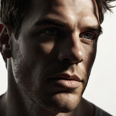 Obraz premium A monochrome, blurred portrait emphasizing light and texture.