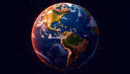 Naklejka premium Stunning Earth globe illustration with vibrant colors and cosmic background