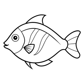 black and white fish outline clip art preview