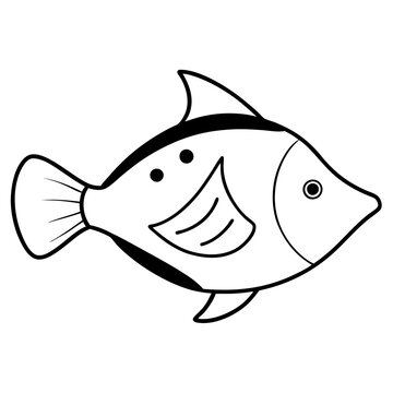 black and white cartoon fish clip art preview
