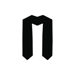 Graduation stole silhouette vector art. Graduation stole isolated on white background.