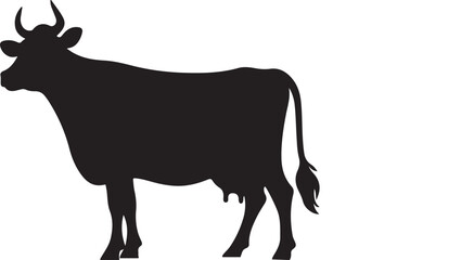 Cow silhouette vector on transparent background 