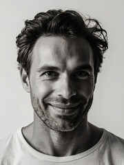 Obraz premium A monochrome, blurred portrait emphasizing light and texture.