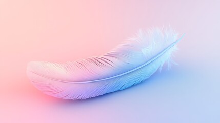Fototapeta premium Pastel Feather Art, Soft Gradient Color, Abstract Feather Image, Gentle Light Blue and Pink Hue, Ethereal and Dreamy
