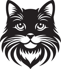 Obraz premium Cat head silhouette vector kitten icon illustration.