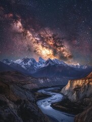 Milky Way Shines Brightly Above Mountains