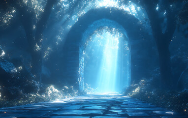 Dreamlike Corridor: Surreal Nature Archive & Blue Light