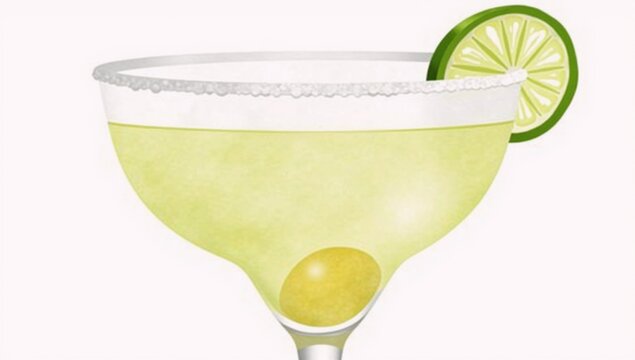 margarita cocktail with lime slice, salt rim clip art preview