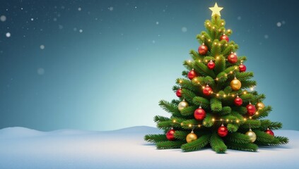Obraz premium Digital art depicting Christmas tree against backdrop
