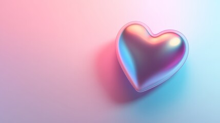 Obraz premium Shiny heart image, colorful gradient heart, pastel background, 3D heart art, heart design, abstract heart visual