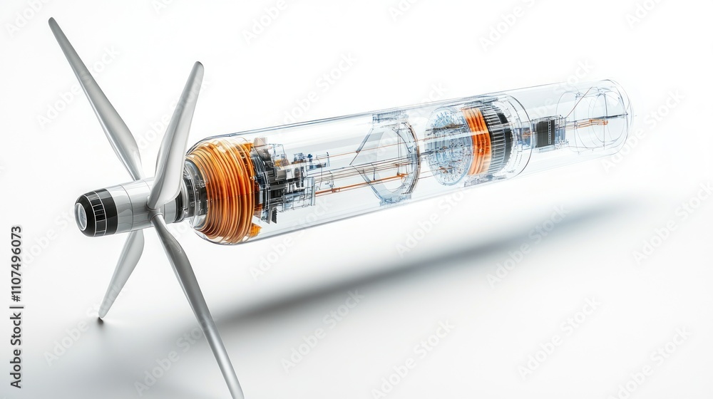 Poster transparent 3d render of a futuristic, high-tech drone with four propellers and visible internal mec
