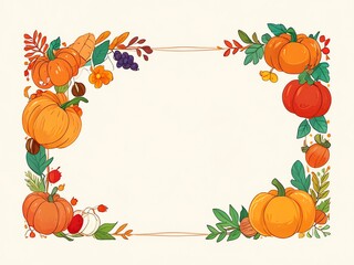 Autumnal Pumpkin Harvest Frame: A Thanksgiving Illustration