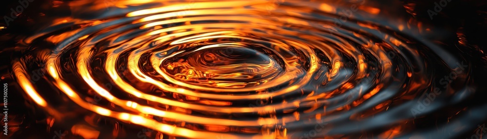 Poster close-up of a water ripple effect with golden reflections creating an artistic and calming visual.