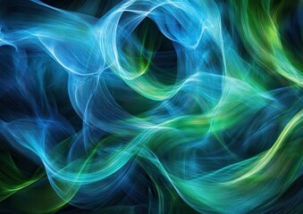 Obraz premium Abstract Swirls of Blue and Green Light Flowing Together in a Stunning Display of Color and Motion, Perfect for Backgrounds and Artistic Designs