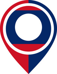 Naklejka premium Map Icon Inside Laos Flag