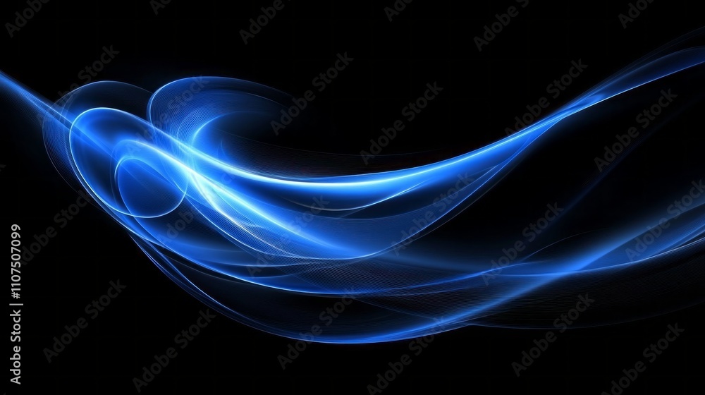 Poster dynamic curves and blurs on fractal graphics. futuristic science and technology concept with deep te