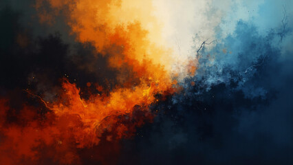 Fototapeta premium Abstract orange and blue background. Generative
