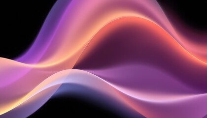 Obraz premium Abstract colourful realistic fluid flow waves on black gradient background, Generative Ai