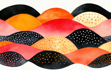 Fototapeta premium Colorful abstract watercolor waves with dotted patterns