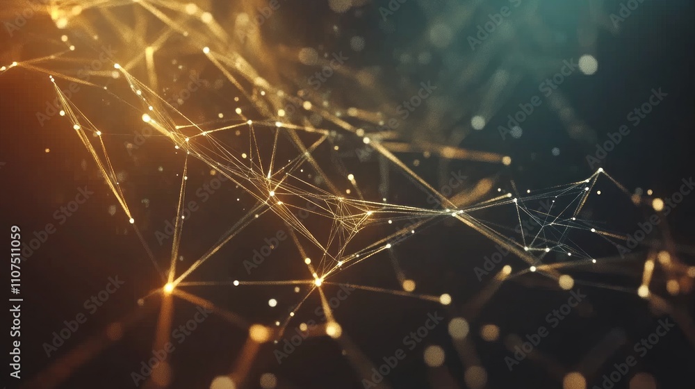 Poster abstract 4k digital data technology background featuring a futuristic plexus network with low poly s