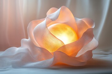 Obraz premium A soft, glowing lamp shaped like a rose, illuminating a serene and peaceful atmosphere.