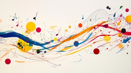 Colorful abstract lines and dots art, vibrant modern painting, lively artistic background, bright splashes of color decor