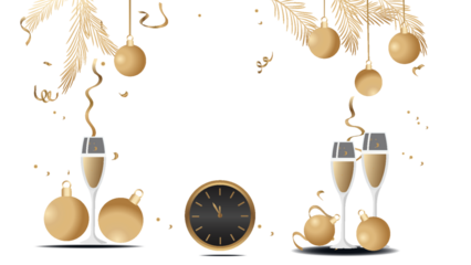 golden ball, light, clock and transparent glass background
