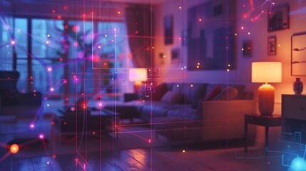 Obraz premium Futuristic Smart Home with Digital Interface