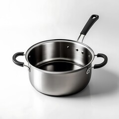 Saucepan kitchen instruments tools dark selver or black metal body color transparent or white background  image