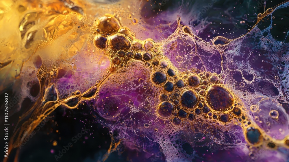 Poster abstract art featuring vibrant colors and intricate patterns reminiscent of cosmic phenomena and flo