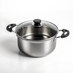 Saucepan kitchen instruments tools dark selver or black metal body color transparent or white background  image